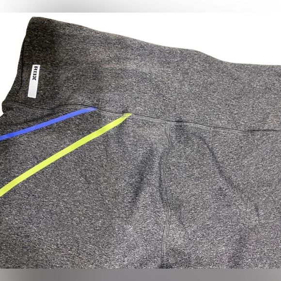RBX live life active capri leggings women Size L grey with blue and green strip - Picture 10 of 11